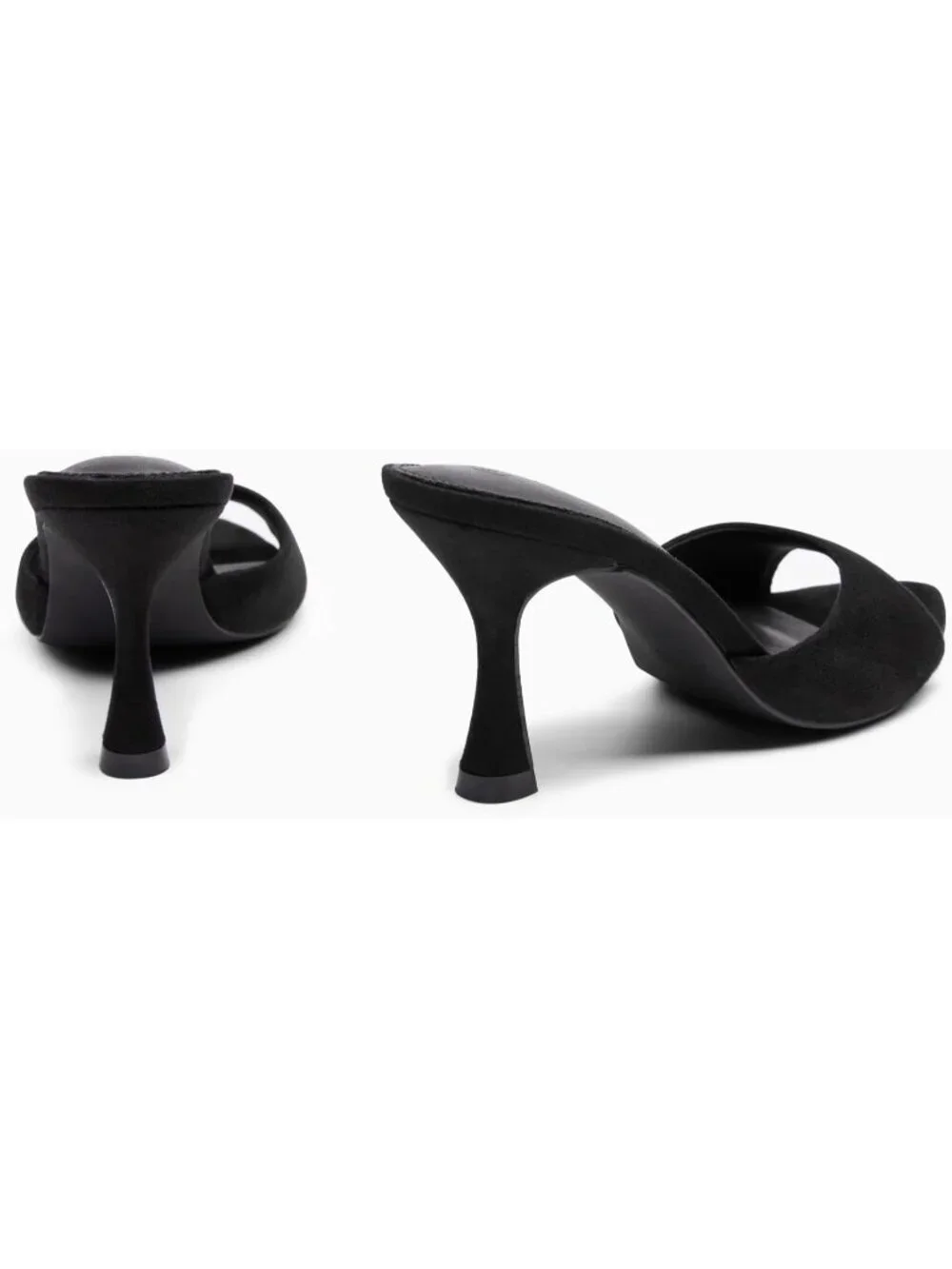 Women's Black Suede Pointed Toe High Heels Slip On Backless Imported Sandals
